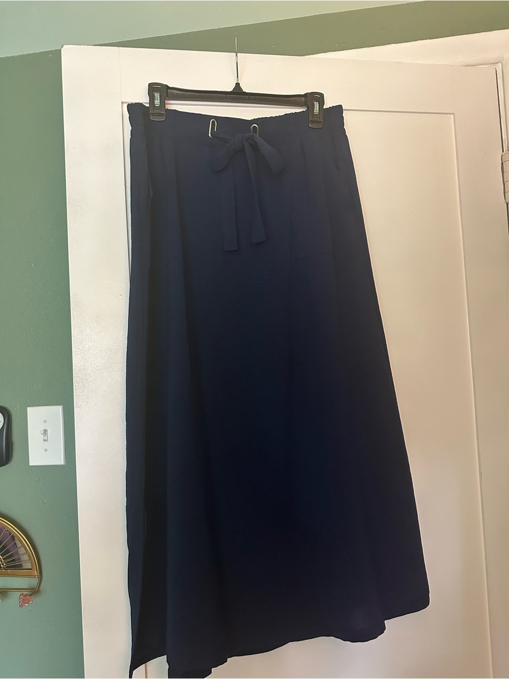 89th & Madison Navy Maxi Drawstring A-Line Skirt